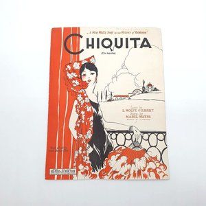 Vintage Sheet Music 1928 Chiquita Waltz Piano Voice Ukulele